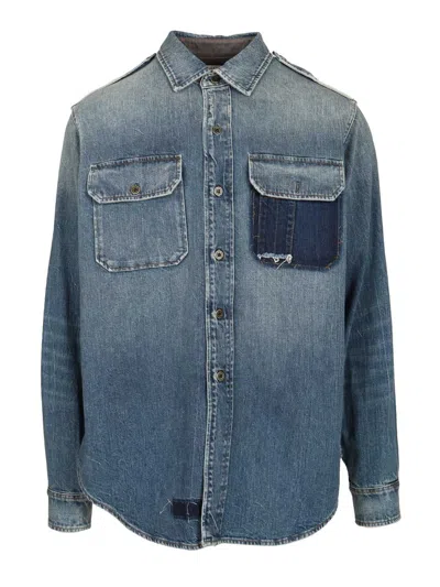 Maison Margiela Long-sleeved Shirt Shirts Blue