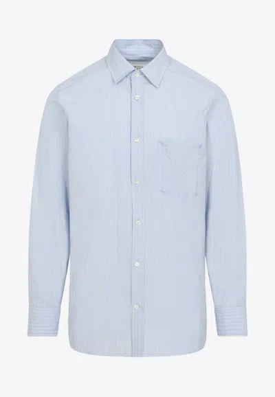 Maison Margiela Long-sleeved Stripe Shirt In Blue