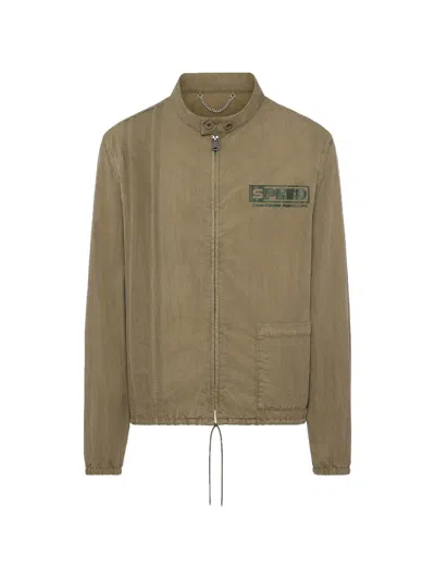 Maison Margiela Graphic Speed Zip Jacket With Stand Collar - Size 48 In Brown
