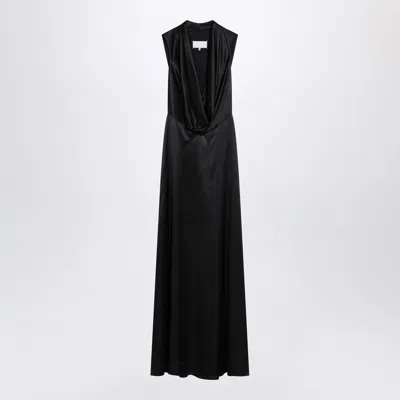 Maison Margiela Draped Neckline Sleeveless Floor Length Dress In Black