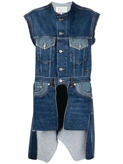 Maison Margiela Indigo Sleeveless Denim Jacket In Blue