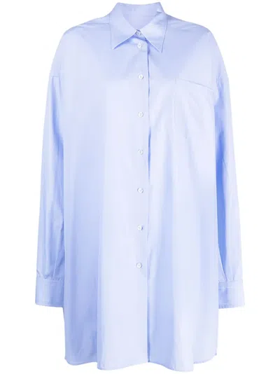 Maison Margiela Longline Poplin Shirt In Blue