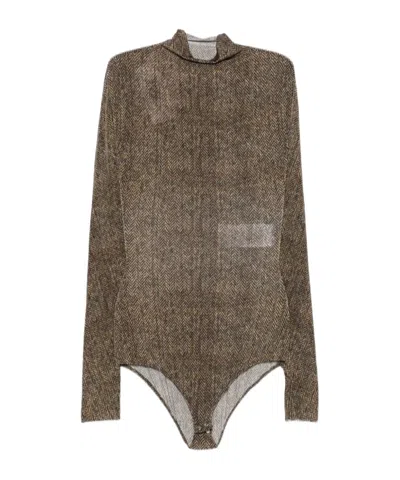 Maison Margiela Long-sleeve Bodysuit In Brown