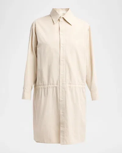 Maison Margiela Long-sleeve Cotton Mini Shirtdress In Neutral