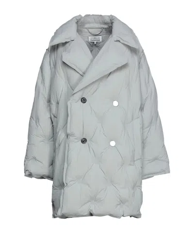 Maison Margiela Long-sleeve Double-breasted Down Coat In Gray