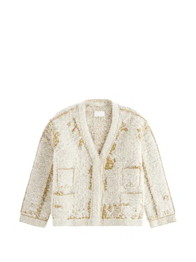 Maison Margiela Long-sleeve Knitted Cardigan In White