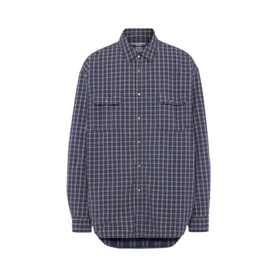 Pre-owned Maison Margiela Long-sleeve Shirt 'blue/grey Check' | Men's Size 40
