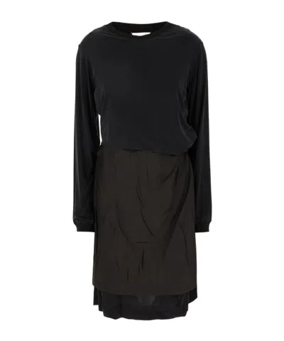 Maison Margiela Layered Long-sleeve Mini Dress In Black