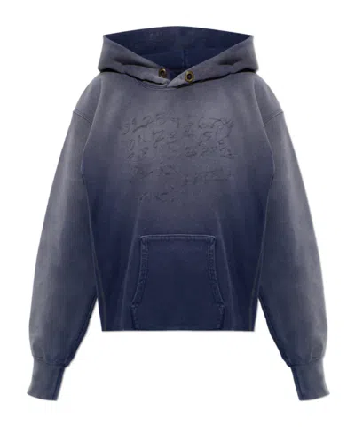 Maison Margiela Long-sleeved Hooded Sweatshirt In Blue