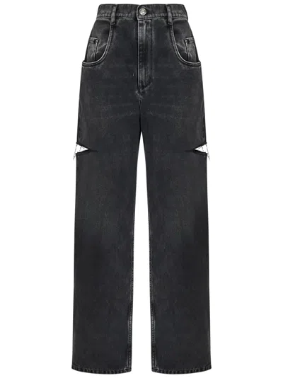 Maison Margiela Loose-fit Jeans With Stylish Slash Detailing In Black
