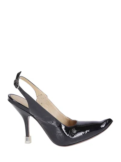 Maison Margiela Love To Death Patent Leather Slingback In Black