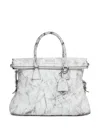Maison Margiela Textured Leather Shoulder Bag With Top Handles In White