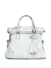 Maison Margiela Textured Leather Shoulder Bag With Top Handles In White