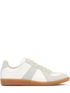 Maison Margiela Women Replica Low-top Leather Sneakers With Suede Inserts In White