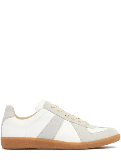 MAISON MARGIELA LOW LEATHER AND SUEDE SNEAKERS