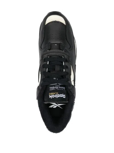 Maison Margiela Low-profile Sneakers With Leather Panels And Contrasting Overlays In Black