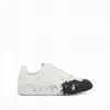 Maison Margiela Low-top Leather Sneakers With Paint Splatter Detailing In White