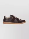 Maison Margiela Low Top Leather Sneakers With Round Toe In Burgundy