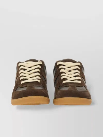 Maison Margiela Low-top Sneakers Featuring Suede Panels In Brown