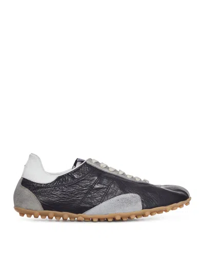 Maison Margiela Sneakers Sprinters In Suede And Leather With Vintage Finish In Black