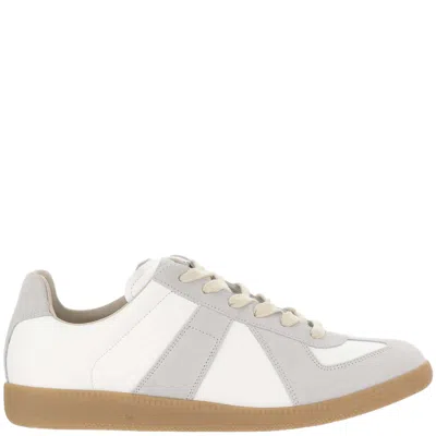 Maison Margiela Low-top Napa Leather And Suede Sneakers With Iconic Stitching In Animal Print