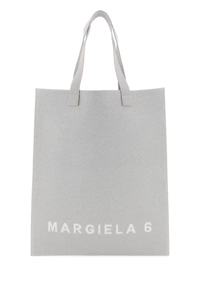 Maison Margiela Lurex Tote Bag In Silver