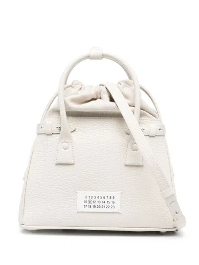 Maison Margiela Luxurious Grainy Leather Mini Handbag In White
