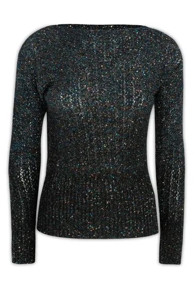 Maison Margiela Crewneck Sweater Sequins Embellishment In Blue