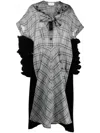 Maison Margiela Black And Gray Bi-material Dress. Flared Cut. Checked Gray Silk Fr