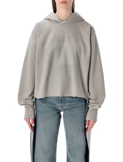 Maison Margiela Frayed Cotton Sweatshirt In Gray