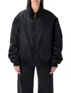 Maison Margiela Oversized Nylon Bomber Jacket With Velvet Collar In Black
