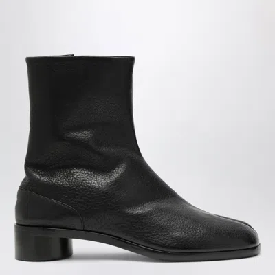 Maison Margiela Tabi Split-toe Textured-leather Ankle Boots In Black