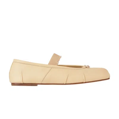 Pre-owned Maison Margiela Wmns Tabi Ballerina Flat Elastic Band 'beige Nude' | Cream | Women's In White