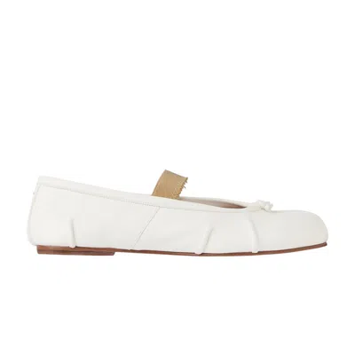 Pre-owned Maison Margiela Wmns Tabi Ballerina Flat Elastic Band 'ivory Nude' | Cream | Women's In White
