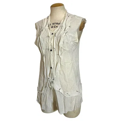 Pre-owned Maison Margiela Maison Martin Margiela 2004 S/s White Pinstripe Blouse With Gathered Lapels
