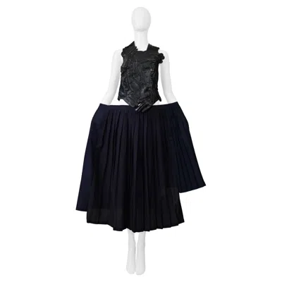 Pre-owned Maison Margiela Maison Martin Margiela Artisanal Navy Blue Pleated Oversized Skirt Ss 2001