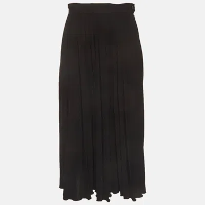 Maison Margiela Maison Martin Margiela Black Stretch Crepe Plisse Midi Skirt In Brown