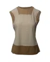 Maison Margiela Maison Martin Margiela Color Block Sleeveless Top In Brown And Beige Polyamide In Multi
