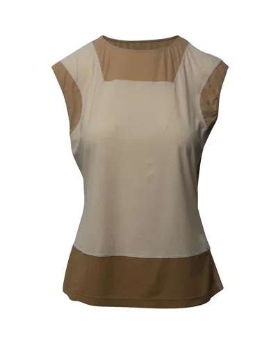 Maison Margiela Maison Martin Margiela Color Block Sleeveless Top In Brown And Beige Polyamide In Multi