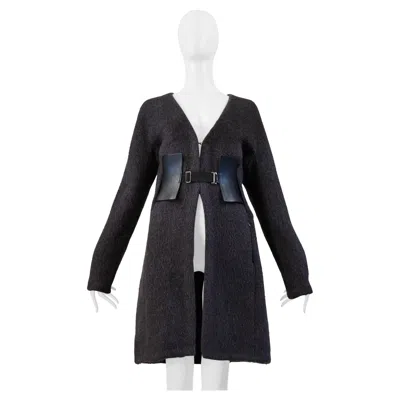 Pre-owned Maison Margiela Maison Martin Margiela Grey Mohair Coat W/ Vertical Zippers & Leather Belt 2000 In Gray