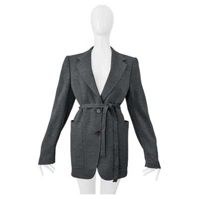 Pre-owned Maison Margiela Maison Martin Margiela Grey Wool Double Knit Jacket With Belt 2000s In Gray