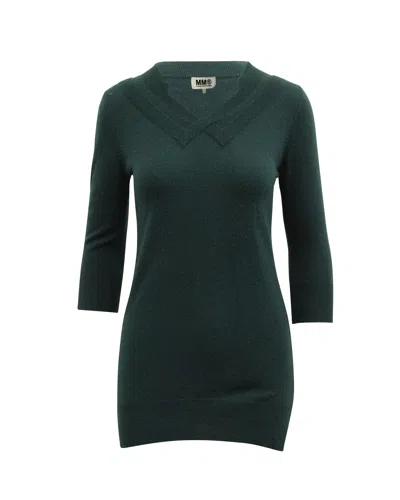 Maison Margiela Maison Martin Margiela Knit Mini Dress In Emerald Green Cotton Wool