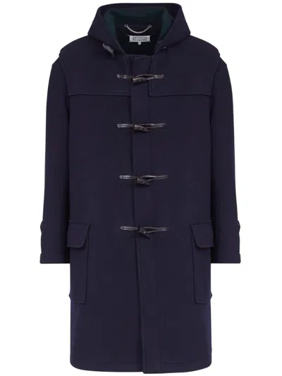 Maison Margiela Maison Martin Margiela Men Cappotto Con Alamari E Cappuccio In Blue
