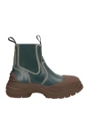 Maison Margiela Man Ankle Boots Dark Green Size 9 Leather, Textile Fibers, Rubber