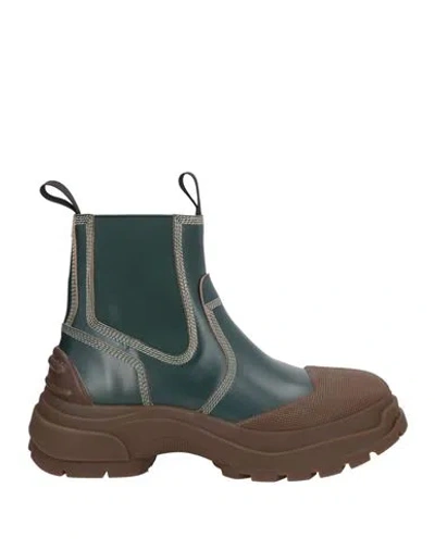Maison Margiela Man Ankle Boots Dark Green Size 9 Leather, Textile Fibers, Rubber