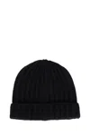 Maison Margiela Ribbed Knit Wool Beanie With Folded Brim In Black