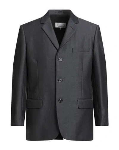Maison Margiela Man Blazer Charcoal Size 36 Wool, Mohair Wool In Black