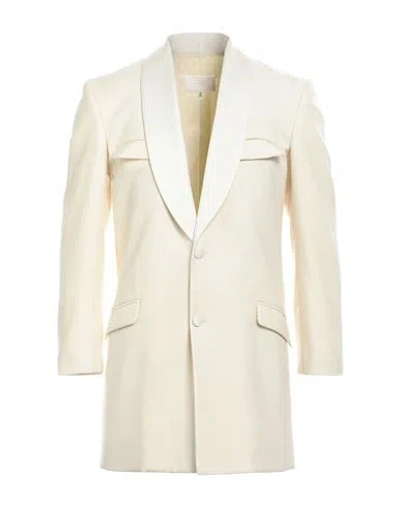 Maison Margiela Man Blazer Ivory Size 32 Wool, Silk, Polyester In White