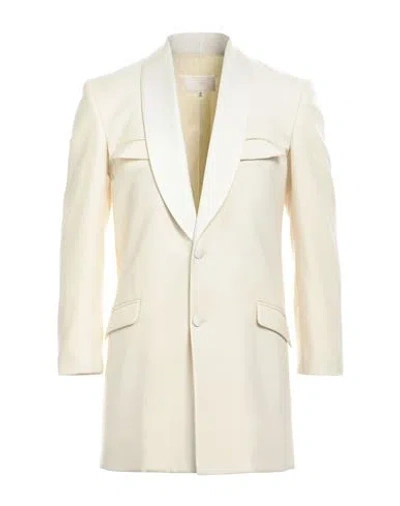 Maison Margiela Man Blazer Ivory Size 34 Wool, Silk, Polyester In Neutral