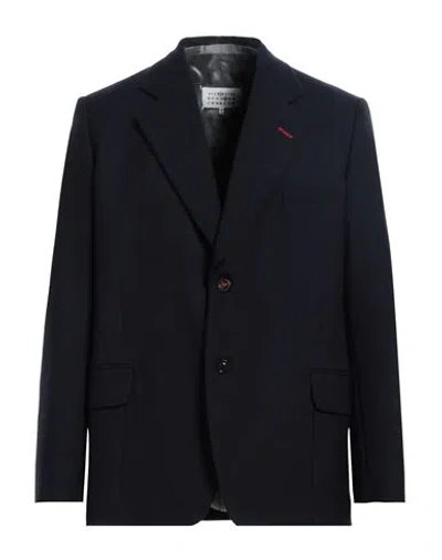 Maison Margiela Man Blazer Midnight Blue Size 32 Wool In Black